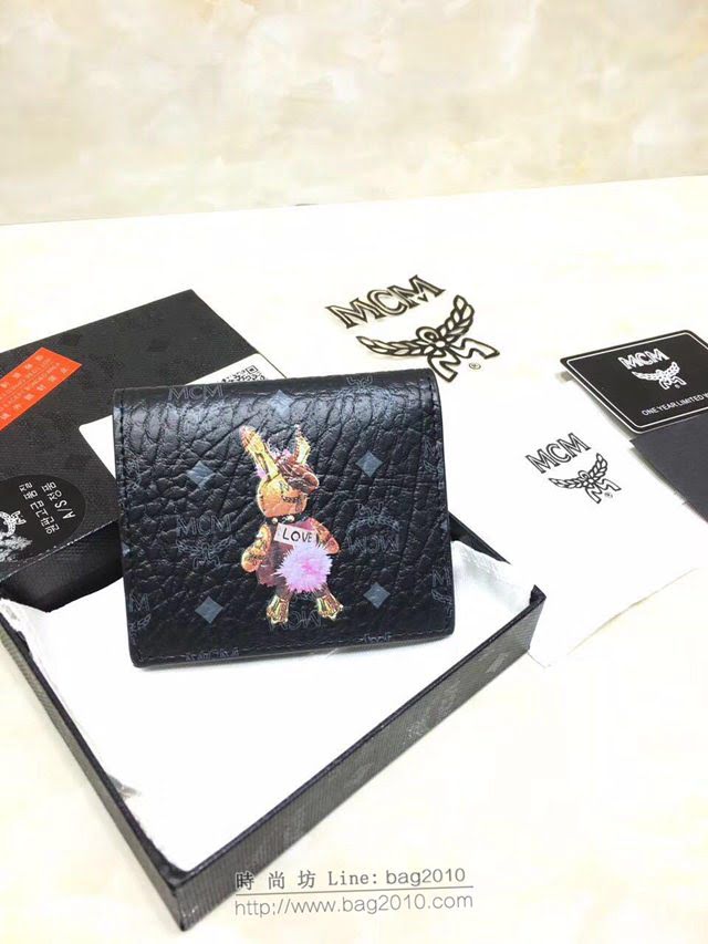 MCM錢包 原單 8014 兔子款兩折錢包 3D絲印圖案 MCM女短錢包 MCM零錢包  mdmc1337